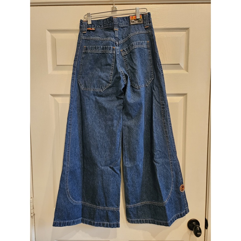 Vtg Junior's Kik Girl Skater Y2K Super Wide Leg Jeans Bonsai Mission (D3) - Picture 5 of 15